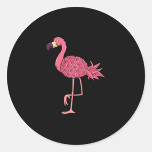 Rosa Flamingo Ananas Hawaii Urlaub Sommer Männer Runder Aufkleber