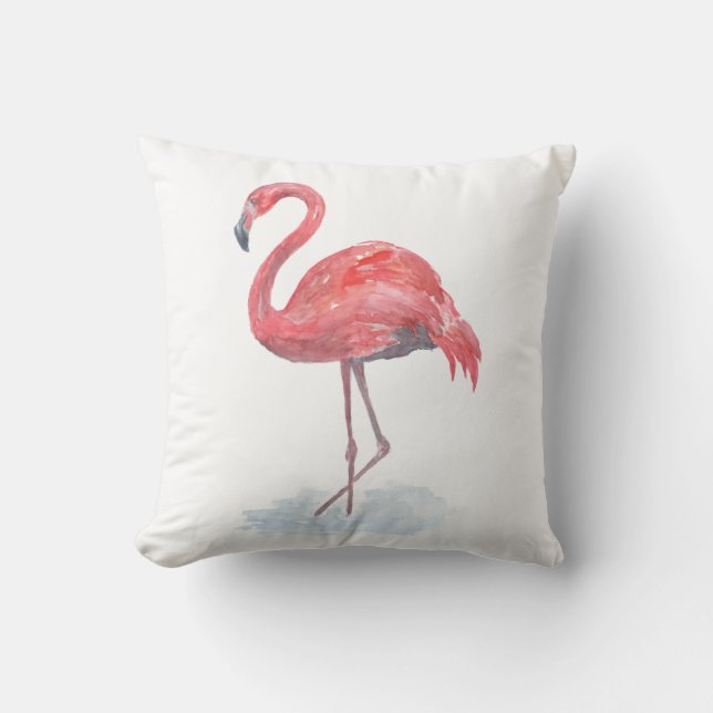 Rosa Flamingo Aquarell. Kissen (Vorderseite)