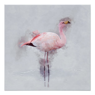 Rosa Flamingo-Aquarell Poster