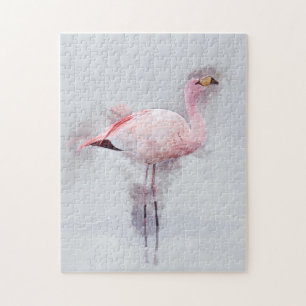 Rosa Flamingo-Aquarell Puzzle