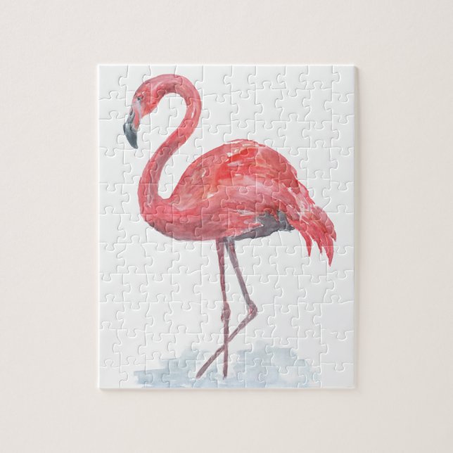 Rosa Flamingo Aquarell. Puzzle (Vertikal)