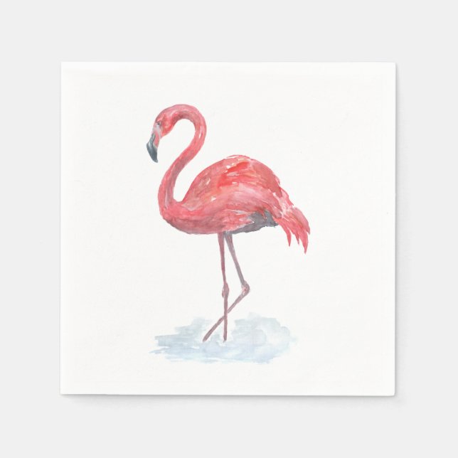 Rosa Flamingo Aquarell. Serviette (Vorderseite)