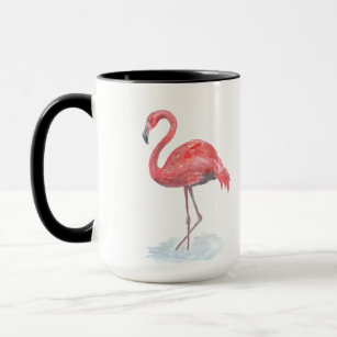 Rosa Flamingo, Aquarell. Tasse