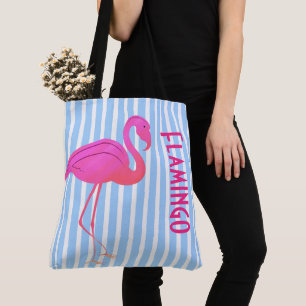 Rosa Flamingo auf blauen Streifen