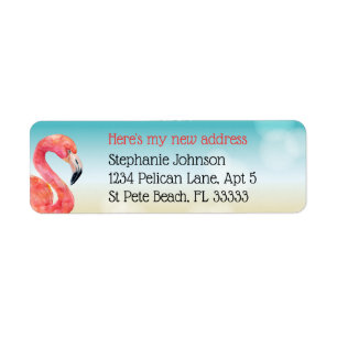 Rosa Flamingo auf Bokeh-Strand Neue Adresse