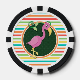 Rosa Flamingo auf hellen Regenbogenstreifen Pokerchips