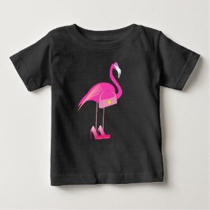 Rosa Flamingo - Baby-feines Jersey-T - Shirt 
