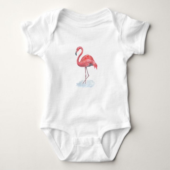 Rosa Flamingo. Baby Strampler (Vorderseite)