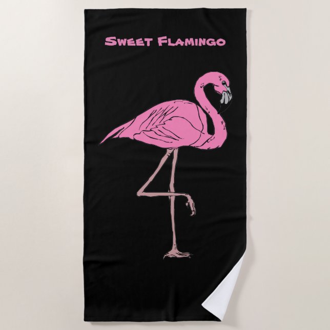 Rosa Flamingo Beach Handtuch (Vorderseite)