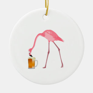 Rosa Flamingo-Bier Keramik Ornament