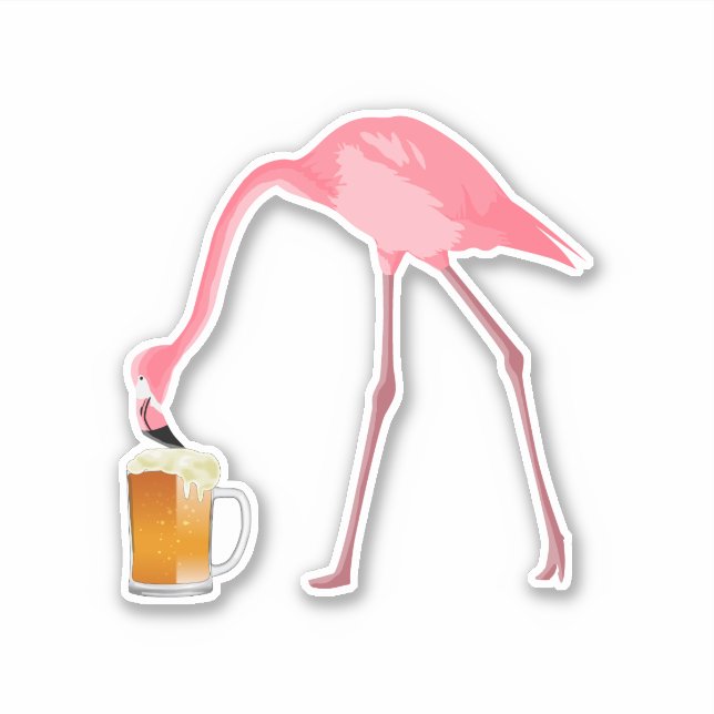 Rosa Flamingo-Bier-Liebhaber Aufkleber (Vorderseite)