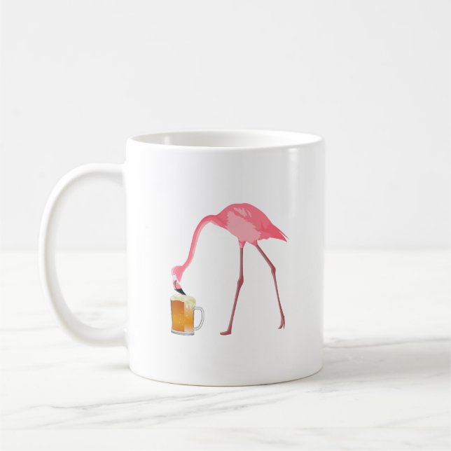 Rosa Flamingo-Bier-Liebhaber Kaffeetasse (Links)