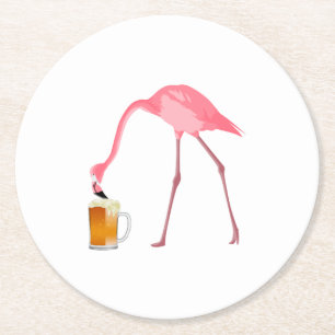 Rosa Flamingo-Bier-Liebhaber Runder Pappuntersetzer