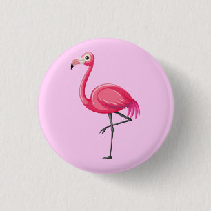 Rosa Flamingo Bird-89686 Button