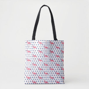 Rosa Flamingo Bird Dot Pattern Tote Beutel