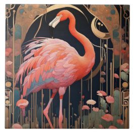 Rosa Flamingo Bird Kunst, Dichtung und Musik Fliese