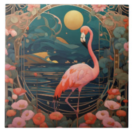 Rosa Flamingo Bird Kunst, Dichtung und Musik Fliese