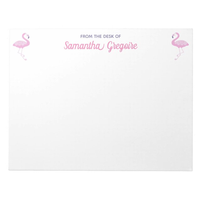 Rosa Flamingo-Bird vom Schreibtisch Notizblock (Vorderseite)