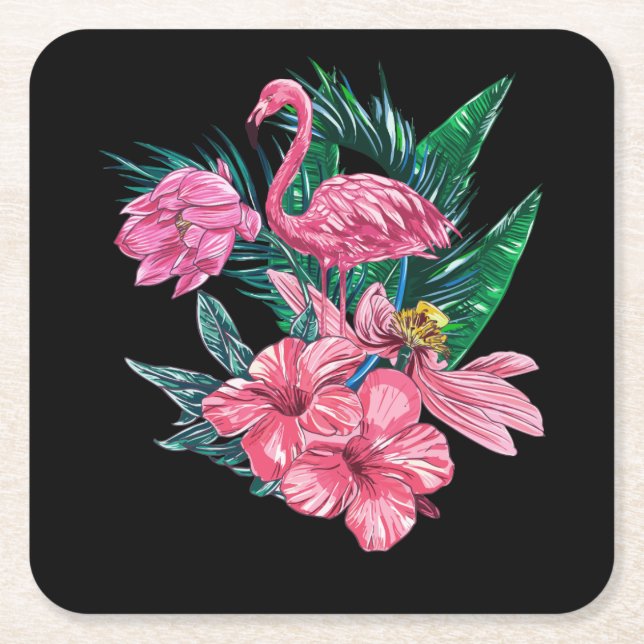 Rosa Flamingo Bird Wassercolo Artwork Rechteckiger Pappuntersetzer (Vorderseite)