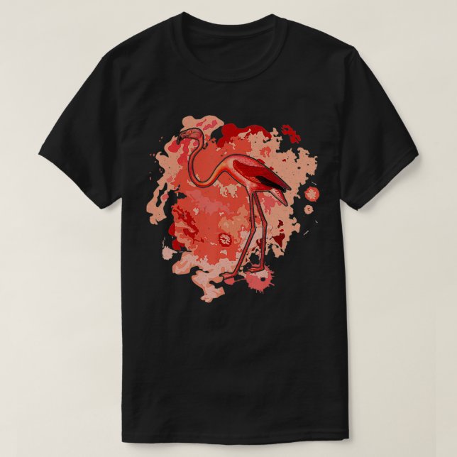 Rosa Flamingo Bird Wassercolo Artwork T-Shirt (Design vorne)