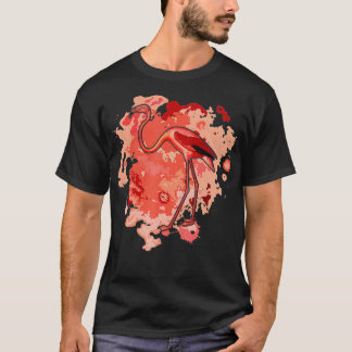 Rosa Flamingo Bird Wassercolo Artwork T-Shirt
