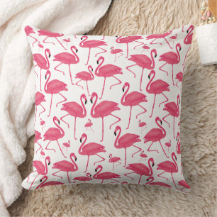 Rosa Flamingo Bird Wasserfarbe Weißes Design Kissen