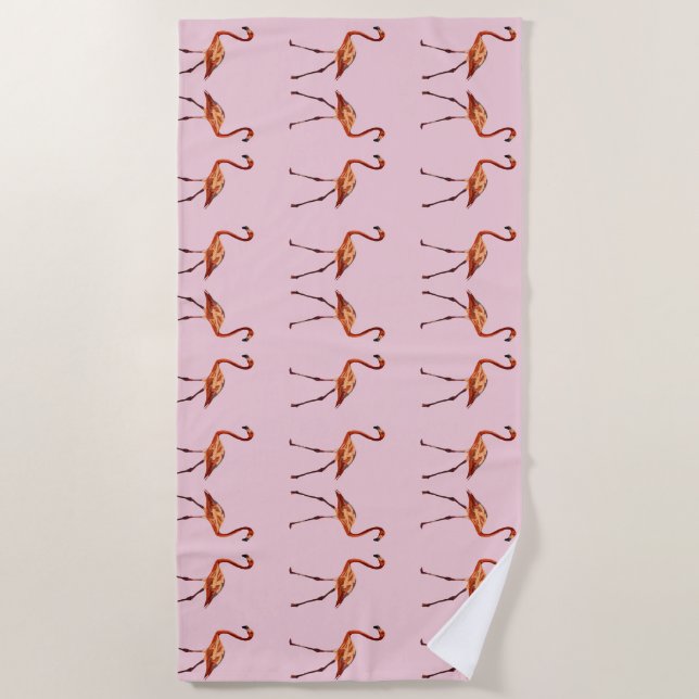 Rosa Flamingo Birds Beach Handtuch (Vorderseite)