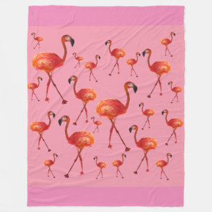 Rosa Flamingo Birds Fleece Blanket