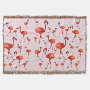 Rosa Flamingo Birds Throw Blanket Decke