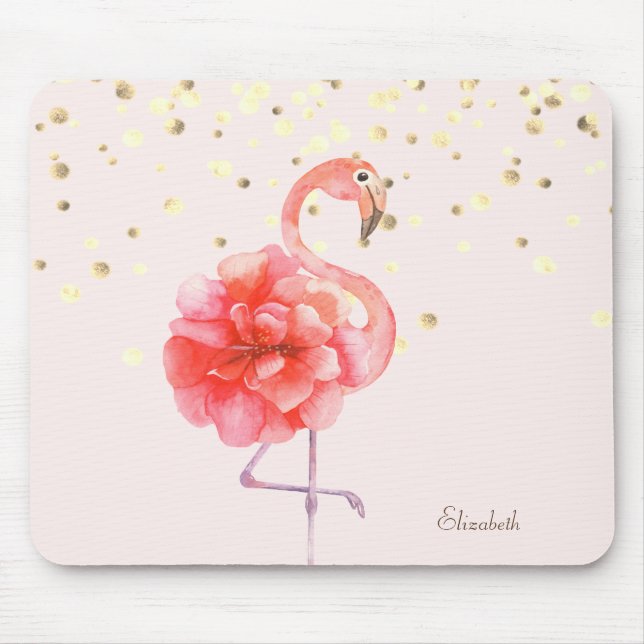 Rosa Flamingo-Blume, Goldfetti Mousepad (Vorne)