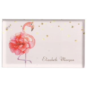 Rosa Flamingo-Blume, Goldfetti Platzkartenhalter