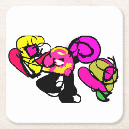 Rosa Flamingo Blume und Freude Rechteckiger Pappuntersetzer