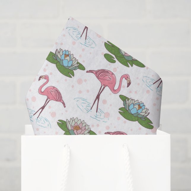 rosa Flamingo Blumenmuster Seidenpapier (Geschenk Tasche)