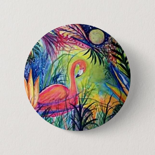 Rosa Flamingo Button (Vorderseite)