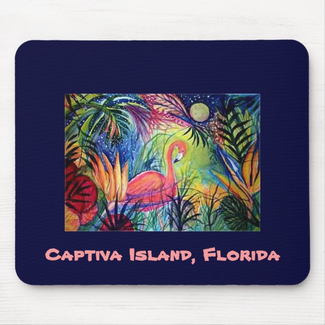Rosa Flamingo - Captiva Insel, Florida Mousepad (Vorne)