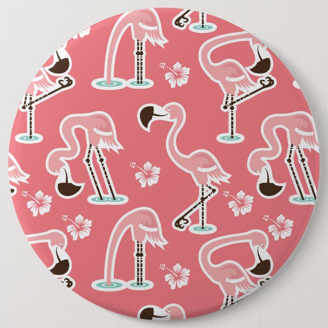 Rosa Flamingo, der Musterknopf wiederholt Button (Vorderseite)