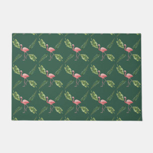 Rosa Flamingo Dunkelgrüner Boden Doormat Fußmatte