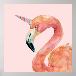Rosa Flamingo-Einhorn-Illustration Poster
