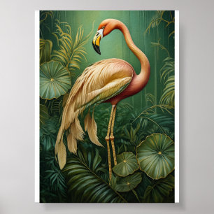 Rosa Flamingo Eleganz, tropisch rosa Federn Poster