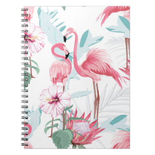 Rosa Flamingo: Exotische Blume Nahtlos. Notizblock