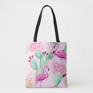Rosa Flamingo, exotische Vögel, sanfte Blumen, Ros