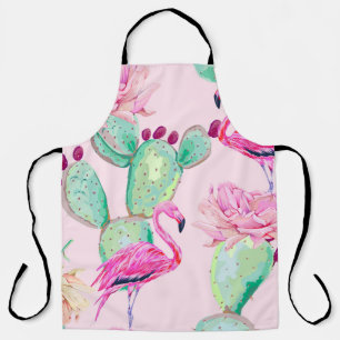 Rosa Flamingo, exotische Vögel, sanfte Blumen, Ros Schürze