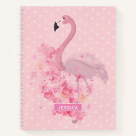 Rosa Flamingo Floral und Punkte genannt Notizbuch