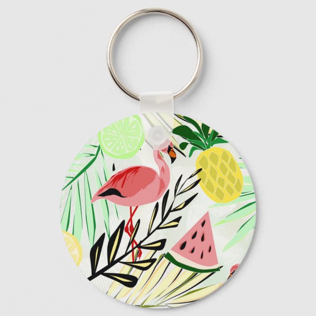 Rosa Flamingo, Früchte Schlüsselanhänger (Vorderseite)