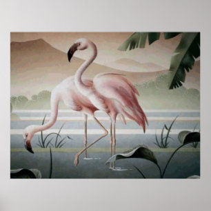 Rosa Flamingo-Gebirgsteich Poster