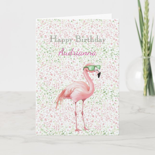 Rosa Flamingo Geburtstag Karte (Vorderseite)