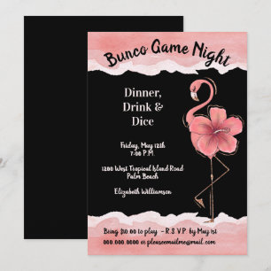 Rosa Flamingo Girls Night Bunco Einladung