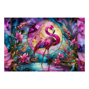 Rosa Flamingo Glasmosaik Poster