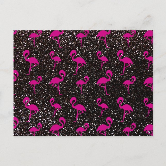 Rosa Flamingo-Glitzer Postkarte (Vorderseite)