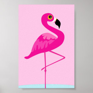 Rosa Flamingo Grafik Kinderzimmer Druck Poster
